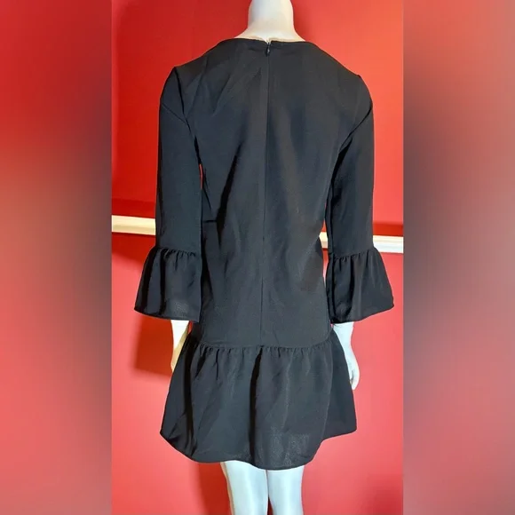 Black Ruffle Sleeve Dress - Picture 2 of 6